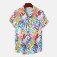thumbnail image 2 of Hombres Casual Botones Playa Sin posicionamiento Estampado floral Turndown Camisa de manga corta Blusa Pompotops oipoqjl49172, 2 of 9