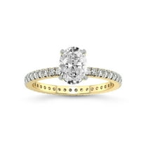 1 Carat IGI Certified Oval Shape Lab Grown Diamond Engagement Ring | 14K Yellow Gold | Claire Full Eternity Lab Diamond Ring | FG-VS1-VS2 Quality Friendly Diamonds