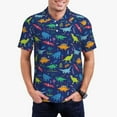 thumbnail image 3 of Balery Dinosaurs Adventure Printed Men’s Short Sleeve Polo Shirt, Midweight Men's Shirt,Golf Polo shirts -X-Large, 3 of 9