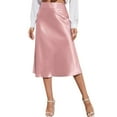 thumbnail image 2 of TIANZEN Womens High Waist Midi Skirt Solid Satin Dress Zipper Elegant Summer Skirts Skirt with Shorts underneath, 2 of 8