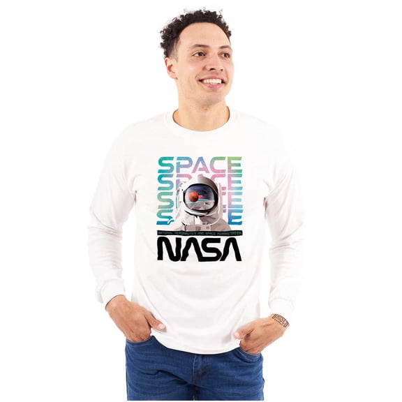 Cute NASA Worm Logo Mars Astronaut Long Sleeve TShirt Men Women Brisco Brands M