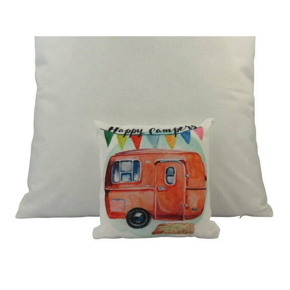 MINI: Happy Camper | Cover and Insert | 8 x 8| Camper Decorations | Throw Pillow | Vintage Camper | Tiny House Decor | Lumbar Pillow