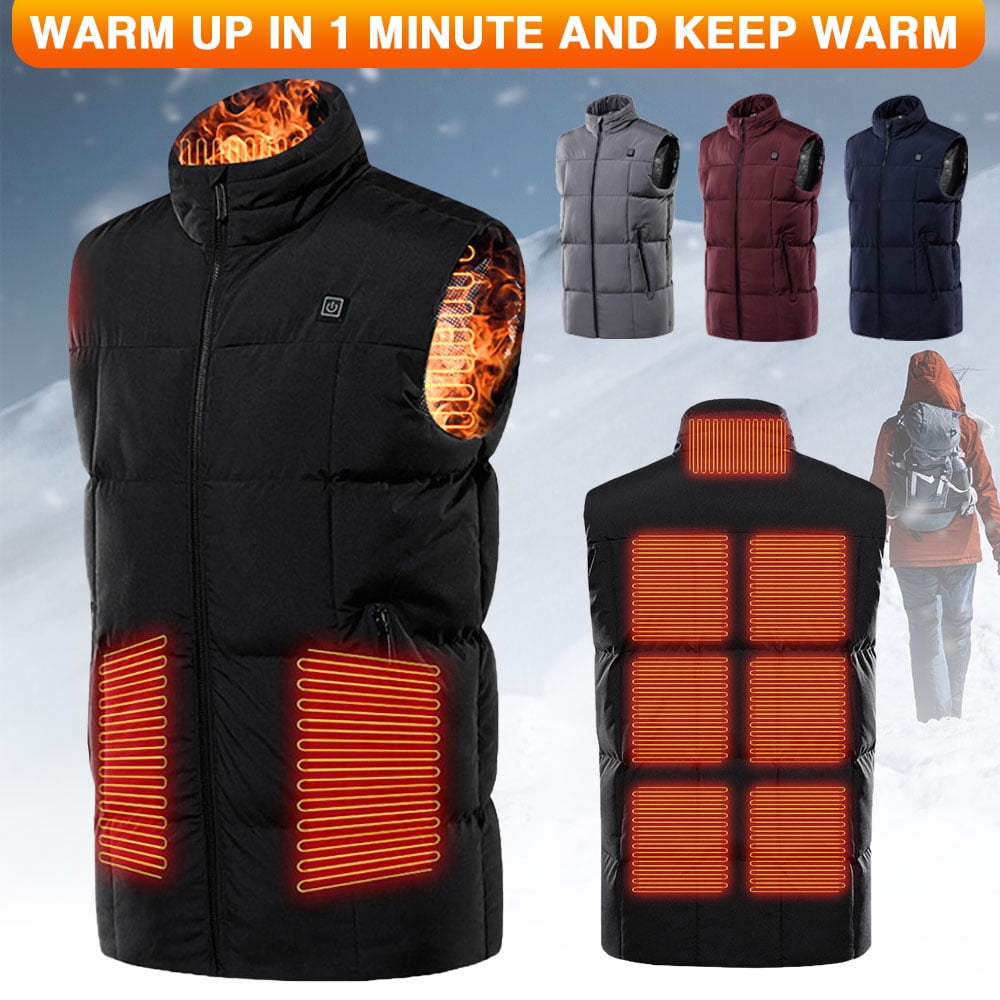 Electric Vest Heated Jacket USB Thermal Warm Heated Pad Winter Body Warmer Gift 