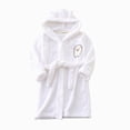 thumbnail image 5 of Boys Girls Kids Robe Hooded Bathrobe Boys Girls Soft Plush Flannel Pajamas with Belt Unisex Solid Color 2T 3T 4T 5T 6T 7T Toddler Winter Clothes for Kids,White,Size 3-4T, 5 of 9