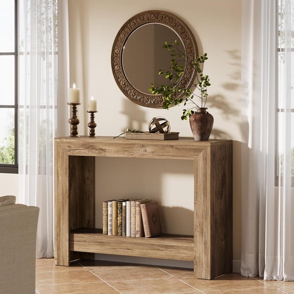 Tribesigns 41.3-Inch Console Table, 2-Tier Farmhouse Sofa Table with Storage for Living Room, Hallway, Easy Assembly, Brown