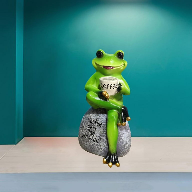 Funny Resin Garden Frog Statue Cartoon Naughty Animal Figurines