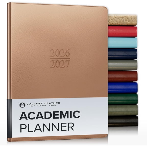 Academic Planner 2027 Freeport Metallic Rose Gold | Teacher and Student Weekly Monthly Planner, Elegantly Bound Calendar with Gold-Gilded Page Edges, 18 Months - 9x7"