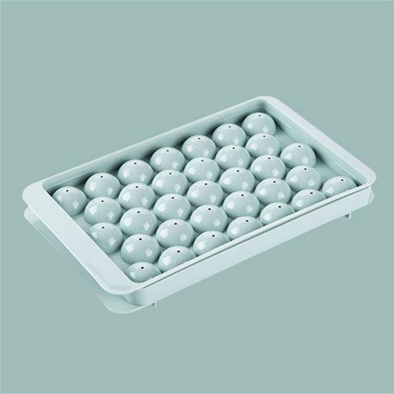  SCEssentials Round Ice Cube Tray with Lid Bin Ball Maker Mold  for Freezer Container Mini Circle Making 99 piece Sphere Chilling Cocktail  Whiskey Tea Coffee 3 Trays 1 Bucket Scoop total