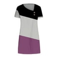 thumbnail image 4 of XuJwPNcy Dresses for Women V Neck Color Block Short Sleeve Summer Dresses Fashion Casual Sundress, 4 of 5