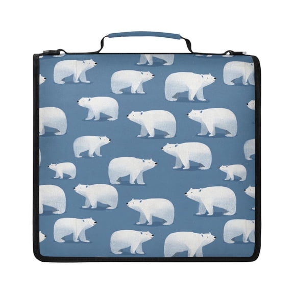 Zipper Binder with Shoulder Strap 2 inch 3 Ring Waterproof File Folder Organizer Bag 500 Sheet Simple Polar Bears Pattern