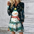 thumbnail image 2 of WTOBBY Women's Christmas Print Dress V-Neck Loose Fit Long Sleeve Casual Holiday Party Dress with Festive Seasonal Design for Women,Dark Gray M, 2 of 6
