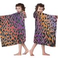 thumbnail image 4 of Purple and Orange Of Leopard Print Hooded Bath Towel，50"x30" for Ages 3 To 12 Kids, Quick Dry Lightweight Soft Microfiber Hood Beach Towel Cover Up for Kids, 4 of 7