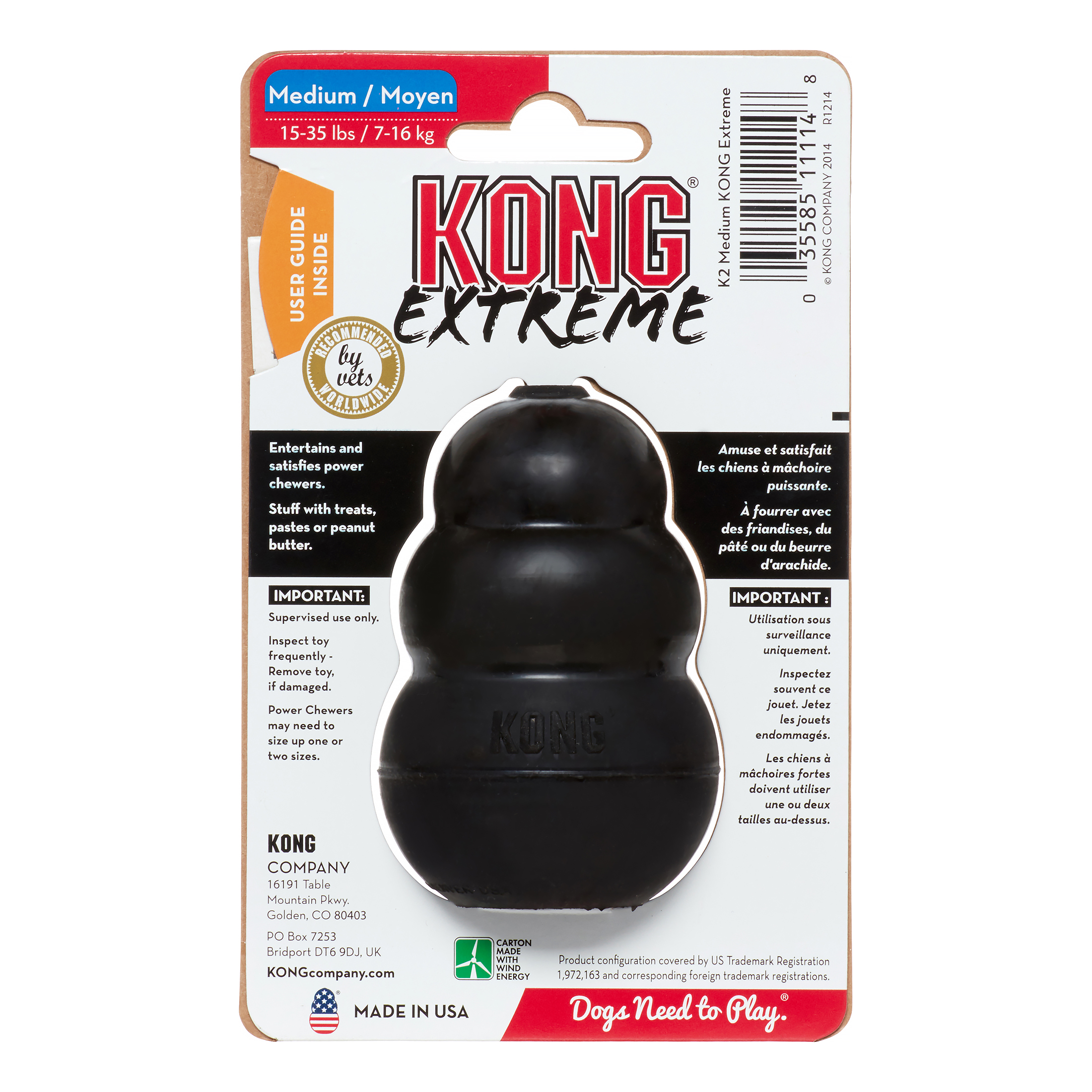 KONG Extreme Ultra Strong Rubber Dog Toy Medium Black for Powerful Chewers Walmart