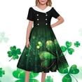 thumbnail image 2 of SBYOJLPB Robe Imprimée à Thème de la Saint-Patrick pour Filles Manches Courtes Extensible Robe d'Été Ligne A Robe de Récital Scolaire avec Col Rabattu, 2 of 5