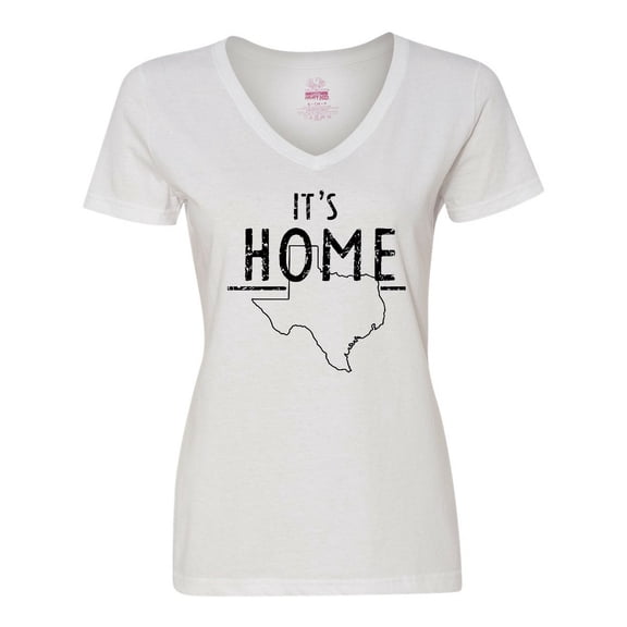 Inktastic Its Home- State of Texas Outline Distressed Text Women's V-Neck T-Shirt