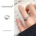 thumbnail image 1 of Anillo que no se decolora, anillo abierto de lujo ligero de moda femenina, joyería de circonita, anillo de plata esterlina 925, 1 of 4