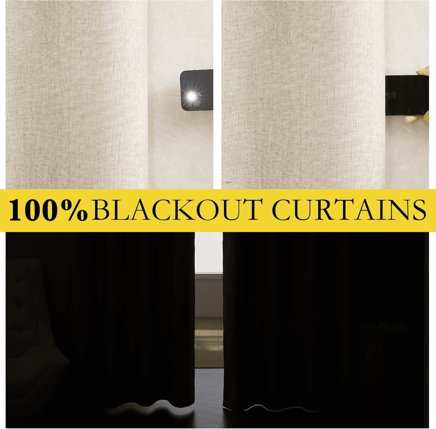 NICETOWN Pleated Blackout Curtains for Living Room Privacy Thermal Insulated Room Darkeing Drapes, 52"x84", 2 Panels, Beige