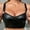 Black, variant on Njoeus Women's Faux Leather V Neck Camis Crop Top Spaghetti Strap Sleeveless Tank Tops Camisoles