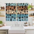 thumbnail image 2 of Light Blue Brown Kitchen Curtains Window Panels, Rustic Farmhouse Dog Paw Vintage Insulated Window Treatment Curtain, Grommet Curtains for Bedroom/Living Room/Bathroom, 2 Piece 52"Wx72"L, 2 of 8
