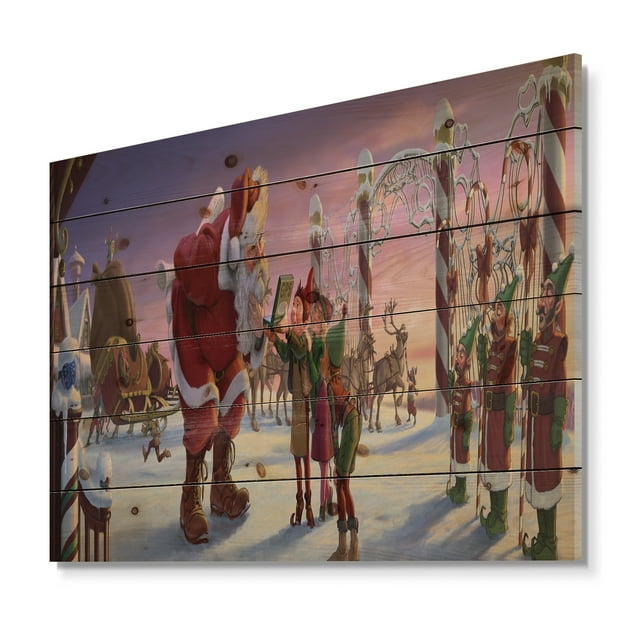 Design Art - Stanta Claus with Elves on North Pole