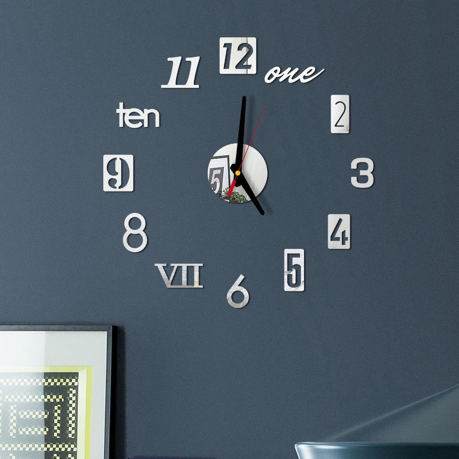STEADY DIY Wall Clock 3D Mirror Surface Sticker Home Office Decor Clock