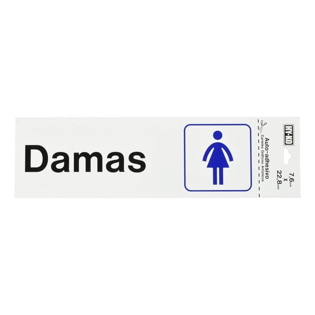 Letrero Para Baño Damas Hy-Ko Blanco 7.6X22.8 Cm