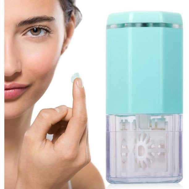 OUSITAI Portable Contact Lens Cleaner,Contact Lens Cleaning Machine with USB Charging Cable, Turbine Rotation Contact Cleaner Case Kit for Travel (Blue)