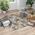 thumbnail image 1 of Floral Turkish Area Rug, Vintage Romantic Wildflowers in Various Kinds Doodle Drawing Style Love, Soft Carpet for Living Room Decor with Distressed Look, 6.6' X 9.6', Pale Caramel, by Ambesonne, 1 of 4
