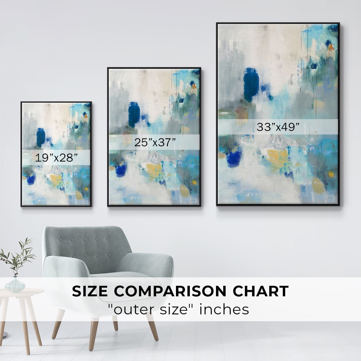 Celeste Motion II Framed Premium Gallery Wrapped Canvas - Ready to Hang - 25 x 37 - Black Floating Frame