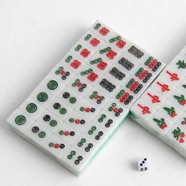 Durable de 15 mm con dados y estuche de transporte Mini juego de Mahjong de viaje para fiesta en casa