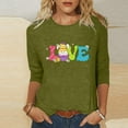 thumbnail image 1 of Xihbxyly Hauts Décontractés pour Femmes T-shirt Imprimé Col Rond de Pâques Manches 3/4 Col Rond Chandail Tendance à Petit Prix, 1 of 5