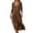 Coffee, variant on Wdgfv Womens Cotton Linen Dress Casual Button Down Flowy Plus Size Maxi Dresses 3/4 Pleated Sleeve Shift Dress with Pocket