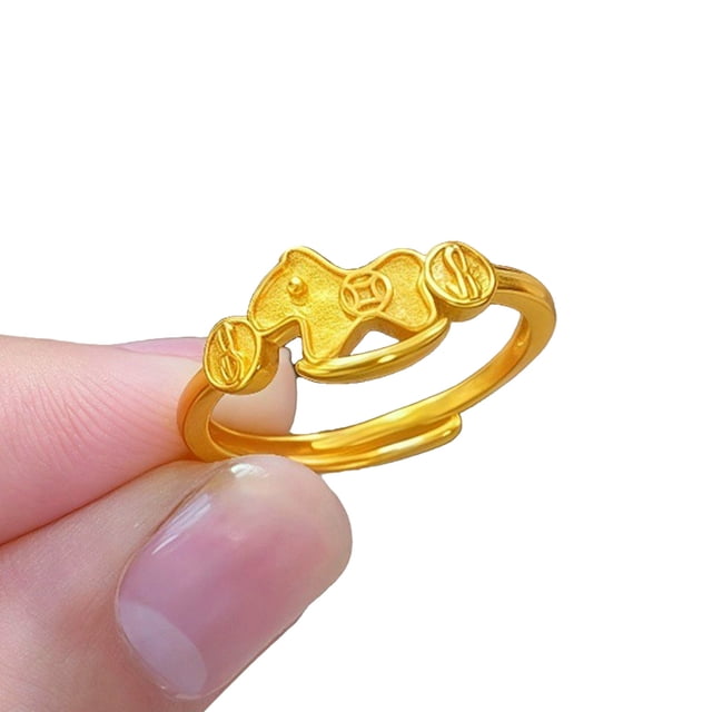 Anillo de dedo con diseño de cabeza de caballo y dinero para mujer, anillo ajustable con apertura del año 2026, accesorios de joyería