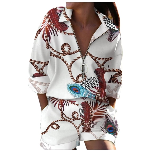 Travel Outfits For Women 2 Piece Sets Women's Turn-Down Collar Loose Fit Daily Wear Shorts Suit Set for Ladies Casual Outfit