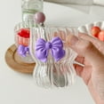 thumbnail image 6 of Purple Bow-knot Ribbed Drinking Glasses, 12oz Vintage Wavy Glass Cups for Coffee, , Juice, Water, Soda, Tea, Barware, Kitchenware, Party, Home Decor, 6 of 6