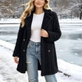 thumbnail image 6 of ITSAME Womens Fleece Mid Length Coat Notched Lapel Button Front Warm Winter Outerwear Jacket Black Size L, 6 of 9