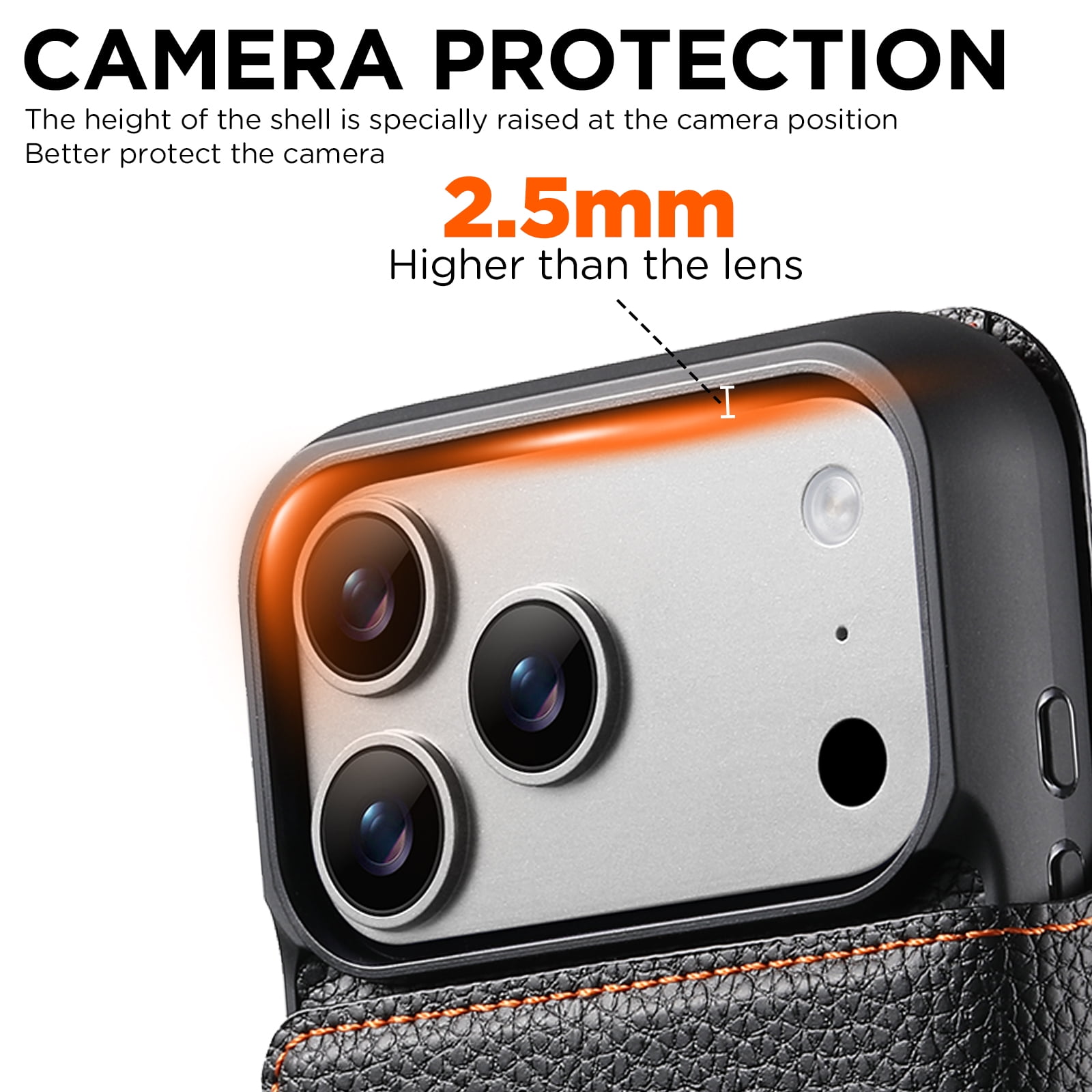 Dteck for iPhone 17 Pro Max Detachable Wallet Case with Card Holder, 2 in 1 PU Leather Flip Folio Stand Shockproof Phone Cover 6.9 Inch 2025,Orange
