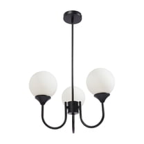 Wildnix 3-Light Globe Pendant Light with Glass Shade, E26 Bulb Holders, Adjustable Height, Modern Design, and Sturdy Black Metal Base for Living Room