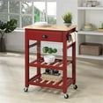 thumbnail image 2 of Pemberly Row Engineered Wood Kitchen Cart With Wood Top and Red Base, 2 of 10