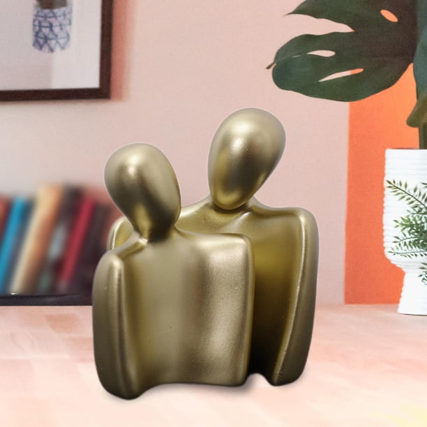 Estatuas abstractas de pareja/decoración de material de resina, escultura de adorno artístico/para aniversario, Día de San Valentín, entrada , Oro Macarena Pareja estatua