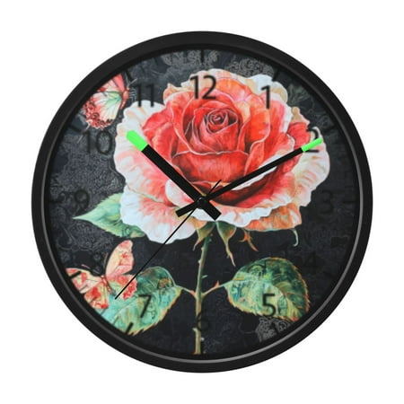 DIXRUYEE Voice Activated LED Night Wall Clock Size:12in Rose Elegance Pattern