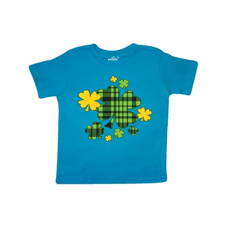 

Inktastic St. Patrick s Day Plaid Green and Yellow Shamrocks Gift Toddler Boy or Toddler Girl T-Shirt