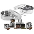 thumbnail image 2 of King International Stainless Steel Indian spice box, Indian Masala See Through Spice Shakers, masala box, steel masala dabba, Spice organizer with 7 spice containers size 8 X 8 inches.…, 2 of 6