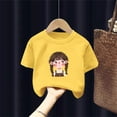 thumbnail image 4 of Blusas y camisas de manga corta con cuello redondo para niños Camiseta de verano de manga corta estampada para niñas Jersey elegante de cuello redondo para niños Top de algodón, 4 of 6