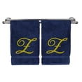 thumbnail image 2 of Monogrammed Hand Towel, Personalized Gift, 16 x 30 Inches - Set of 2 - Gold Embroidered Towel - Extra Absorbent 100% Turkish Cotton - Soft Terry Finish - for Bathroom, Kitchen and Spa - Script Z Navy, 2 of 3