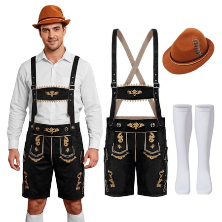 Alaiyaky Oktoberfest Costume Men Lederhosen Beer Costume Outfit Men for Costume German