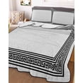 thumbnail image 2 of Quilts Twin XL Size, Gray Geometric Soft Comforter Bedding Set for Bed, Black Greek Key Design Burlap Modern Art Lightweight Quilted Bedspread with Pillow Cover(2 Pieces) for All Season, 68x98 Inch, 2 of 6