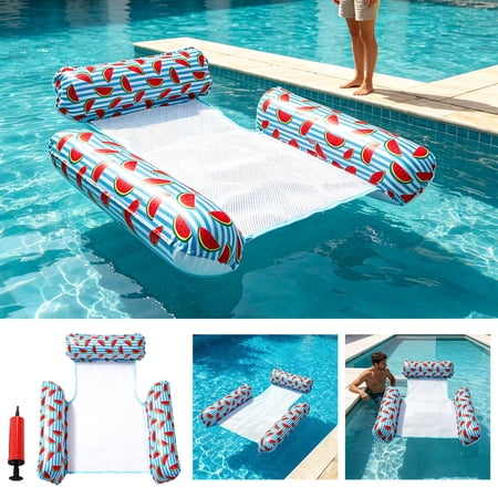 Lunxisen 1 Pcs Thickened Inflatable Swimming Pool Floating Bed Unisex Pool Float Chair Strip PVC Lounge Summer Fun Outdoor Relaxation Blow Up Air Bed