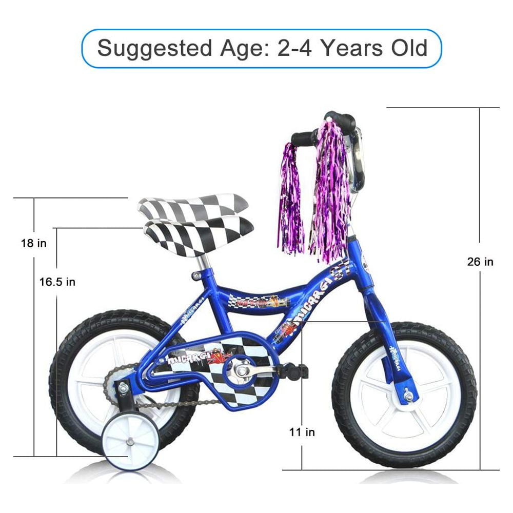 USToyOutlet 12" Kid's Beginner Bicycle for 2-4 Years Old Boys' and Girls' Bike Foam Tire for Indoor Use No Brake - Blue