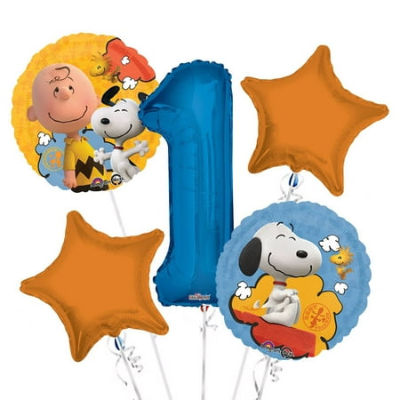 Peanuts Balloon Bouquet 1st Birthday 5 Pcs Party Supplies 1 Giant